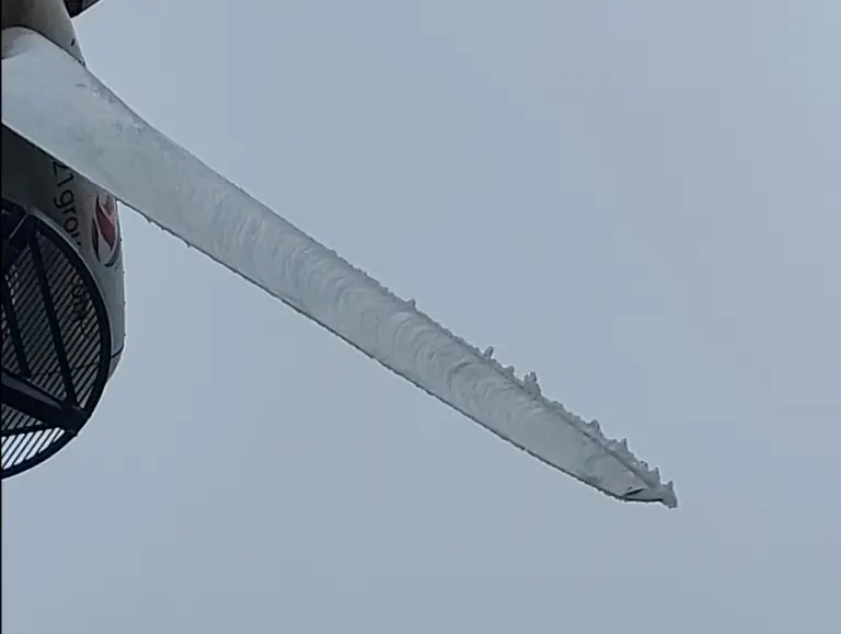 Ice on wind turbine blade